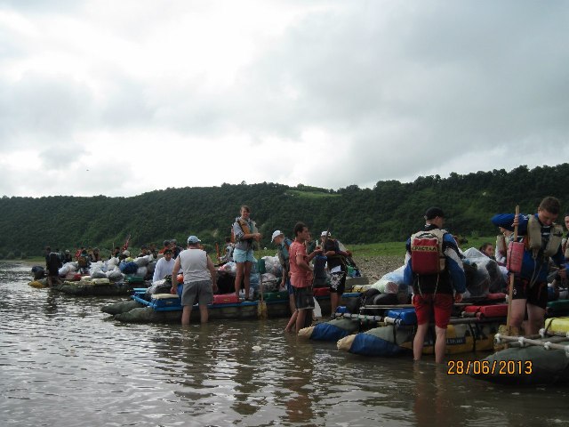Tourist rafting on the Dniester River
