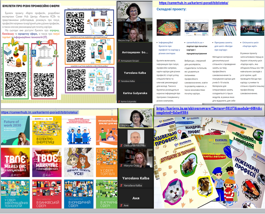 Онлайн-ресурси для ознайомлення із сучасним світом професій та інноваційним навчально-методичним забезпеченням професійної орієнтації в школі.