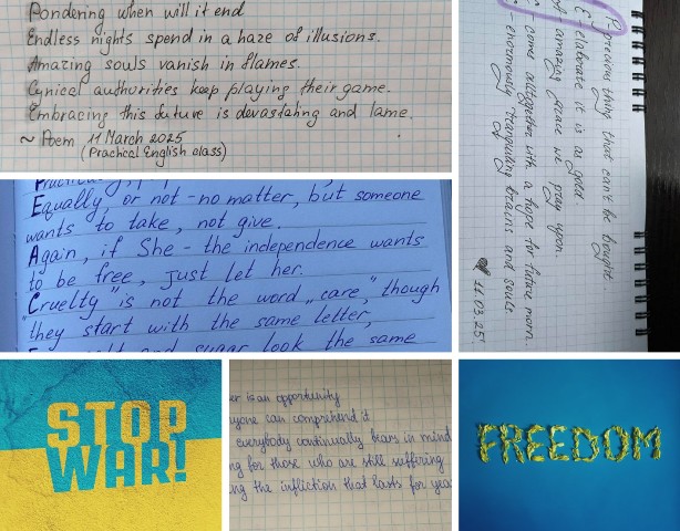 Акровірші "PEACE" Ольги Бзовицької, Софії Кобилюх, Анастасії Марцинюк, Ірини Іванців