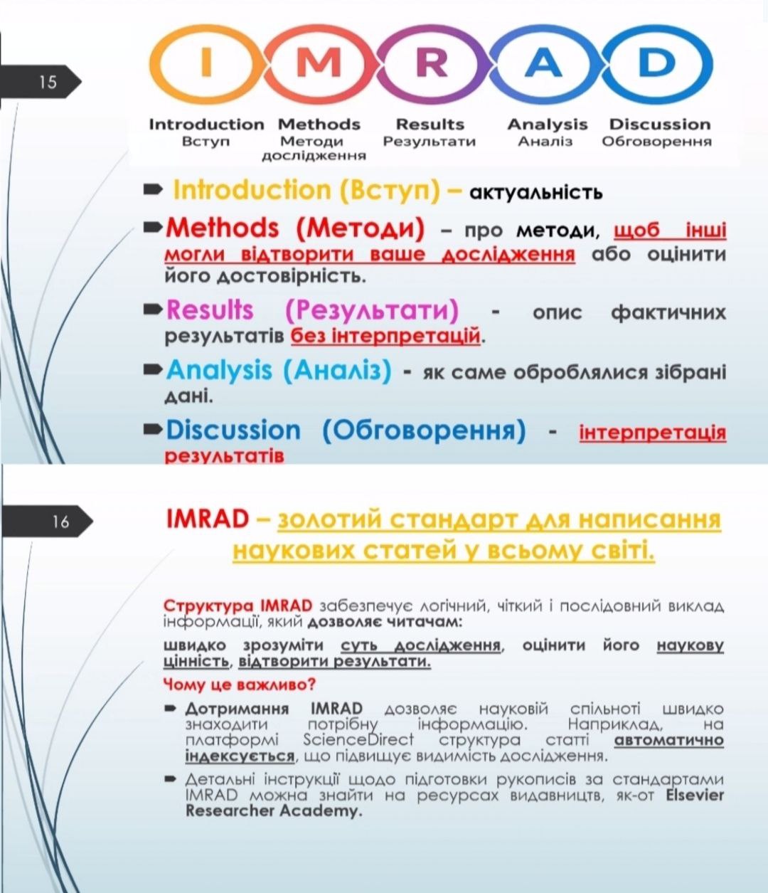  IMRAD як одне із ключових питань семінару