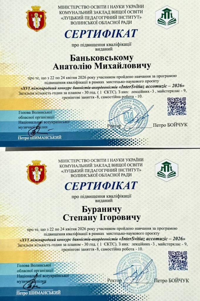 Сертифікати за участь у конференції