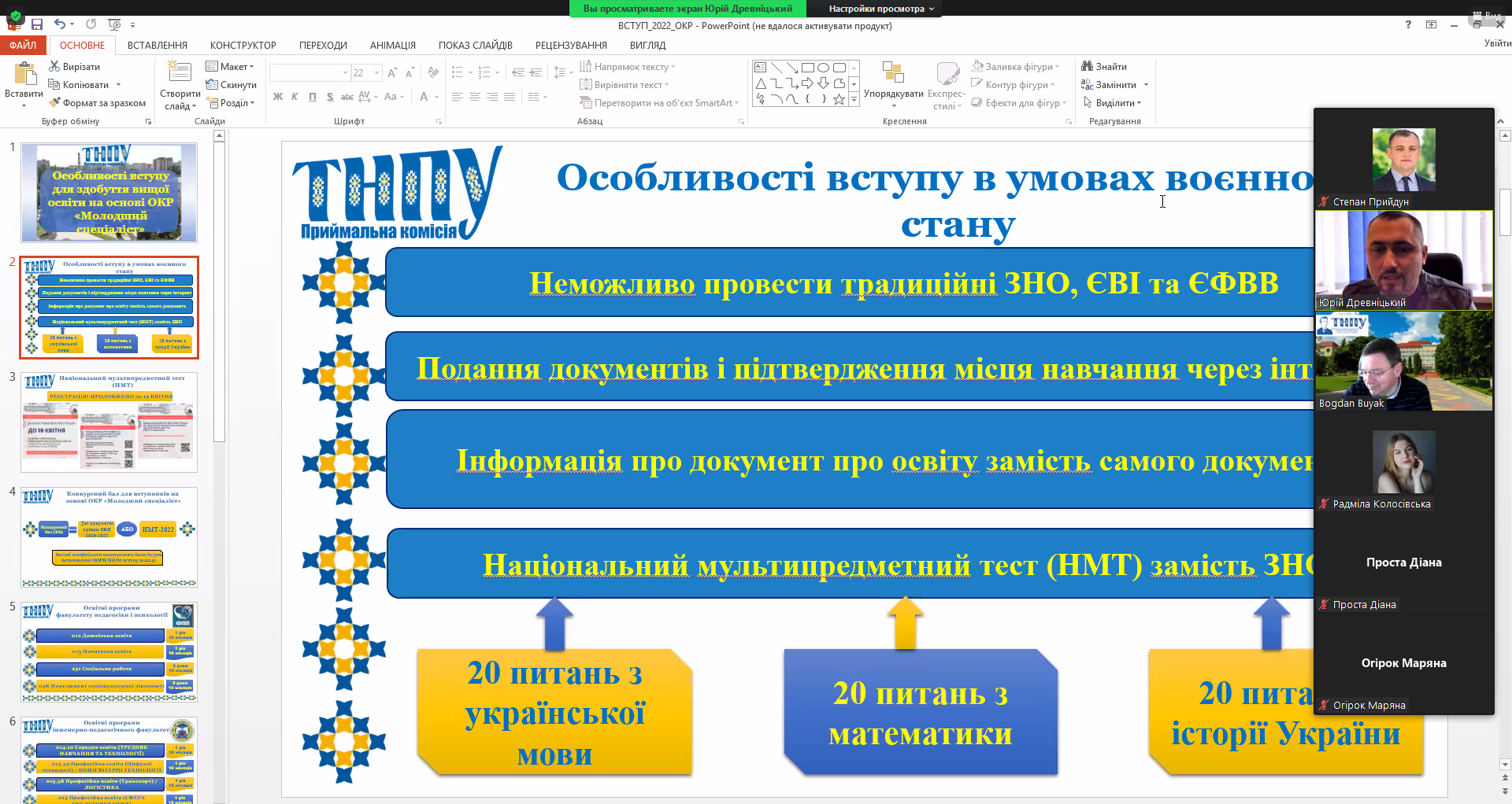 Приймальна комісія ТНПУ провела інформаційно-роз'яснювальну зустріч із студентами Чортківського гуманітарно-педагогічного коледжу ім. О. Барвінського